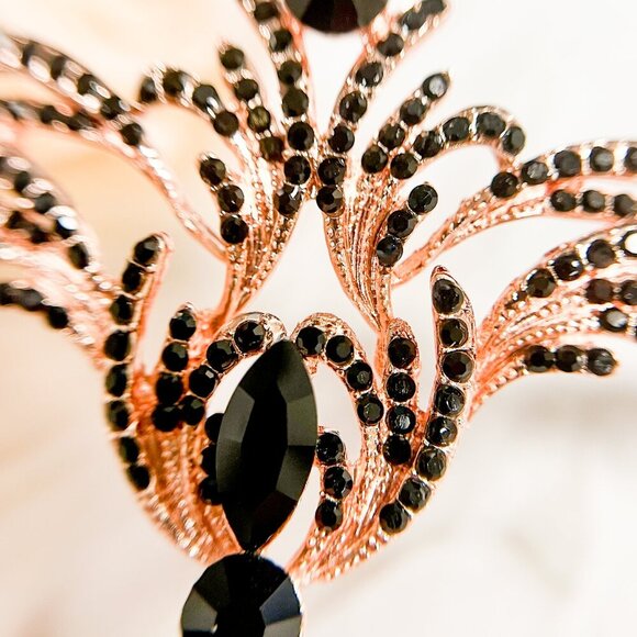Black Crystal Masquerade Mask, Rose Gold Party Mask, Prom Mask, Renaissance Mask - Picture 6 of 7